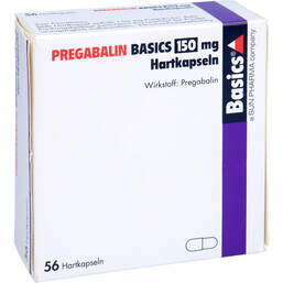 Abbildung: Pregabalin Basics 150 mg Hartkapseln 56 St, Hartkapseln PZN 11172394