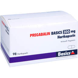 Abbildung: Pregabalin Basics 200 mg Hartkapseln 98 St, Hartkapseln PZN 11172425