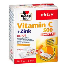 Abbildung: Doppelherz Vitamin C 500 + Zink Depot Direct Pellets Pellets, 20 St PZN 11174312