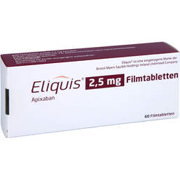 Abbildung: Eliquis 2,5 mg Filmtabletten 60 St, Filmtabletten PZN 11174878