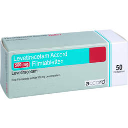 Abbildung: Levetiracetam Accord 500 mg Filmtabletten 50 St, Filmtabletten PZN 11178787