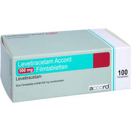 Abbildung: Levetiracetam Accord 500 mg Filmtabletten 100 St, Filmtabletten PZN 11178793