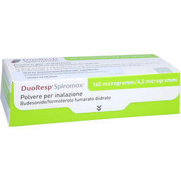 Abbildung: Duoresp Spiromax 160µg / 4,5µg / Dosis 1x120ED Inh.-P. 1 St, Inhalationspulver PZN 11183848