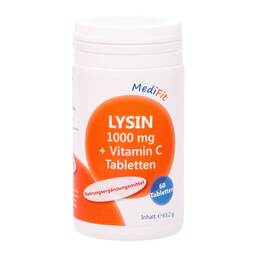 Abbildung: Lysin 1.000 mg + Vitamin C Tabletten Medifit 60 St, Tabletten PZN 11186812