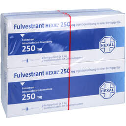 Abbildung: Fulvestrant Hexal 250 mg / 5 ml Injektionslösung i.e.FS 4 St, Injektionslösung in einer Fertigspritze PZN 11189934