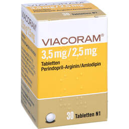 Abbildung: Viacoram 3,5 mg / 2,5 mg Tabletten 30 St, Tabletten PZN 11194591