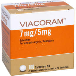 Abbildung: Viacoram 7 mg / 5 mg Tabletten 100 St, Tabletten PZN 11194674