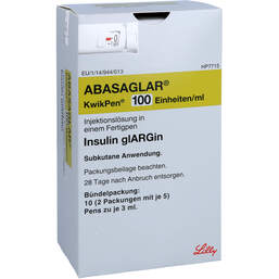 Abbildung: Abasaglar 100 E / ml Injektionslösung Kwikpen 10X3 ml, Injektionslösung in einem Fertigpen PZN 11219196