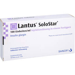 Abbildung: Lantus 100 E / ml Solostar Fertigpen 10X3 ml, Injektionslösung PZN 11222838