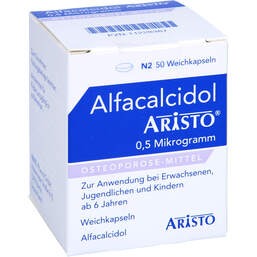 Abbildung: Alfacalcidol Aristo 0,5 Mikrogramm Weichkapseln 50 St, Weichkapseln PZN 11228367