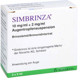Abbildung: Simbrinza 10 mg / ml + 2 mg / ml Augentropfensuspension 3X5 ml, Augentropfen PZN 11229415
