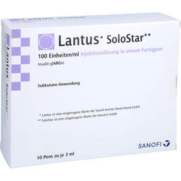 Abbildung: Lantus 100 E / ml Solostar Fertigpen 10X3 ml, Injektionslösung PZN 11229510