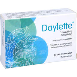 Abbildung: Daylette 0,02 mg / 3 mg Filmtabletten 3X28 St, Filmtabletten PZN 11229757