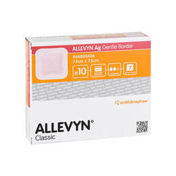 Abbildung: Allevyn Ag Gentle Border 7,5x7,5 cm Verband 10 St, Verband PZN 11229800