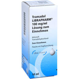 Abbildung: Tramadol Librapharm 100 mg / ml Lösung zum Einnehmen mit Tropfer 10 ml, Lösung zum Einnehmen PZN 11236007