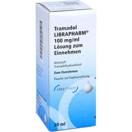 Abbildung: Tramadol Librapharm 100 mg / ml Lösung zum Einnehmen mit Tropfer 20 ml, Lösung zum Einnehmen PZN 11236013