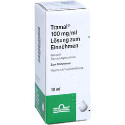 Abbildung: Tramal 100 mg / ml Lösung zum Einnehmen mit Tropfer 10 ml, Lösung zum Einnehmen PZN 11236102