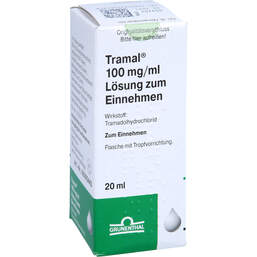 Abbildung: Tramal 100 mg / ml Lösung zum Einnehmen mit Tropfer 20 ml, Lösung zum Einnehmen PZN 11236119