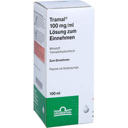 Abbildung: Tramal 100 mg / ml Lösung zum Einnehmen mit Dosierpumpe 100 ml, Lösung zum Einnehmen PZN 11236208