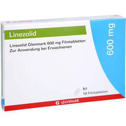 Abbildung: Linezolid Glenmark 600 mg Filmtabletten 10 St, Filmtabletten PZN 11240606