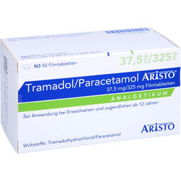 Abbildung: Tramadol / Paracetamol Aristo 37,5mg / 325mg Filmtabletten 50 St, Filmtabletten PZN 11242663