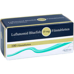 Abbildung: Leflunomid Bluefish 10 mg Filmtabletten 100 St, Filmtabletten PZN 11266586