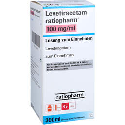 Abbildung: Levetiracetam ratiopharm 100 mg / ml Lösung zum Einnehmen 300 ml, Lösung zum Einnehmen PZN 11276099