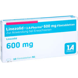 Abbildung: Linezolid 1A Pharma 600 mg Filmtabletten 10 St, Filmtabletten PZN 11279867
