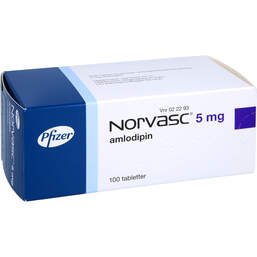 Abbildung: Norvasc 5 mg Tabletten 100 St, Tabletten PZN 11279979