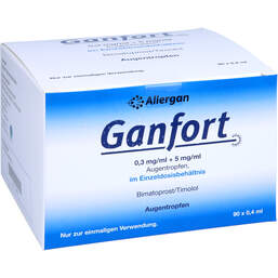 Abbildung: Ganfort 0,3 mg / ml + 5 mg / ml AT in Einzeldosisbeh. 90X0.4 ml, Augentropfen PZN 11282929