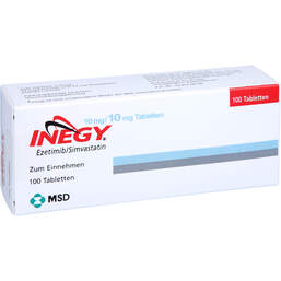 Abbildung: Inegy 10 mg / 10 mg Tabletten 100 St, Tabletten PZN 11282964