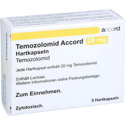 Abbildung: Temozolomid Accord 20 mg Hartkapseln Sachets 5 St, Hartkapseln PZN 11291242