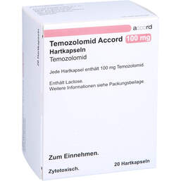 Abbildung: Temozolomid Accord 100 mg Hartkapseln Sachets 20 St, Hartkapseln PZN 11291271