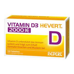 Abbildung: Vitamin D3 Hevert 2.000 I.E. Tabletten 120 St, Tabletten PZN 11295441