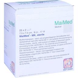 Abbildung: Mullkompressen 7,5x7,5 cm steril 8fach 25X2 St, Kompressen PZN 11296127