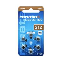 Abbildung: Renata Hörgeräte Batterien ZA 312 DP6 0% HG 6 St PZN 11296920