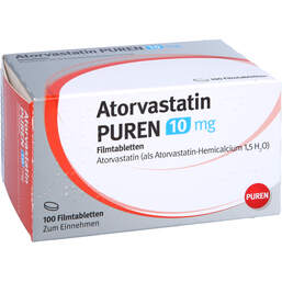 Abbildung: Atorvastatin Puren 10 mg Filmtabletten 100 St, Filmtabletten PZN 11297262