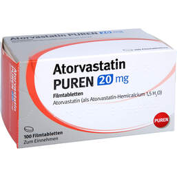 Abbildung: Atorvastatin Puren 20 mg Filmtabletten 100 St, Filmtabletten PZN 11297316