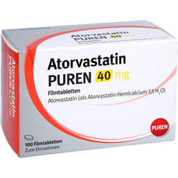 Abbildung: Atorvastatin Puren 40 mg Filmtabletten 100 St, Filmtabletten PZN 11297351
