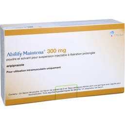 Abbildung: Abilify Maintena 300 mg P. + L.z.H.e.Depot-Inj-Suspension 1 St, Pulver und Lösungsmittel zur Herstellung einer Depot-Injektionssuspension PZN 11303175