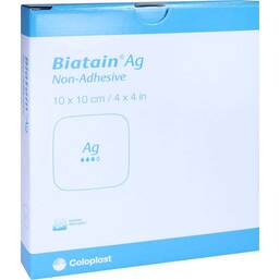 Abbildung: Biatain Ag Schaumverband 10x10 cm nicht haftend 5 St, Kompressen PZN 11303726