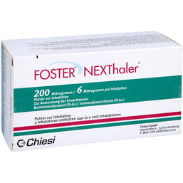 Abbildung: Foster Nexthaler 200 / 6 µg 120 ED Inhalationspulver 2 St, Inhalationspulver PZN 11305470