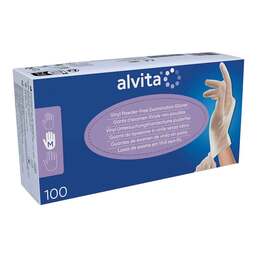 Abbildung: Alvita Vinyl Untersuchungshandschuhe unsteril puderfrei M 100 St, Handschuhe PZN 11309396