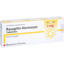 Abbildung: Rasagilin Hormosan 1 mg Tabletten 30 St, Tabletten PZN 11311192