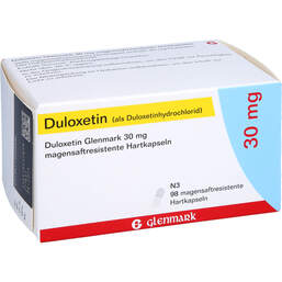 Abbildung: Duloxetin Glenmark 30 mg magensaftresistent Hartkapseln  98 St, Magensaftresistente Hartkapseln PZN 11323338
