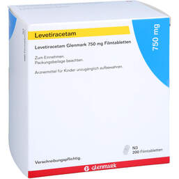 Abbildung: Levetiracetam Glenmark 750 mg Filmtabletten 200 St, Filmtabletten PZN 11323746