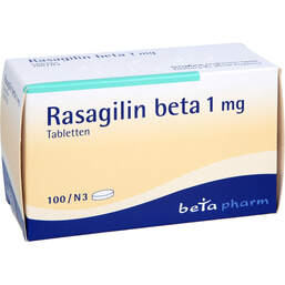 Abbildung: Rasagilin beta 1 mg Tabletten 100 St, Tabletten PZN 11329140