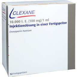 Abbildung: Clexane 100 mg 1 ml Injektionslösung in einer Fertigspritze mit Sicherheitssystem 12 St, Injektionslösung in einer Fertigspritze PZN 11331504
