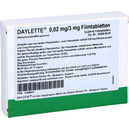 Abbildung: Daylette 0,02 mg / 3 mg Filmtabletten 3X28 St, Filmtabletten PZN 11336074