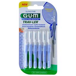 Abbildung: GUM Trav-Ler 0,6IN Kerze hellblau Interdentalbür. Zahnbürste, 6 St PZN 11348114